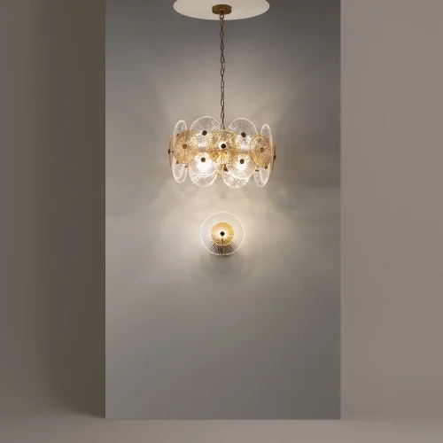 Люстра подвесная Aster MOD007PL-08G Maytoni прозрачная янтарная на 8 ламп, основание золотое в стиле арт-деко современный фото 6