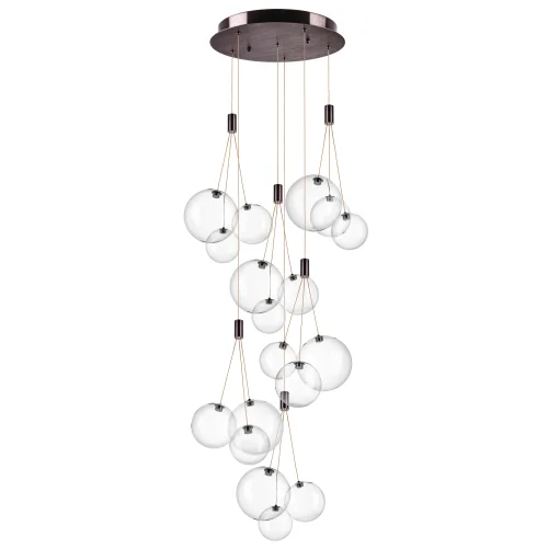 Светильник подвесной LED Sferetta 801090 Lightstar прозрачный 18 ламп, основание коричневое бордовое в стиле минимализм каскад