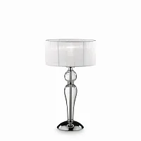 Настольная лампа DUCHESSA TL1 SMALL Ideal Lux белая на 1 лампу, основание прозрачное хром стекло металл в стиле современный 
