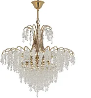 Люстра подвесная хрустальная Erli E 1.5.60.105 GB Arti Lampadari прозрачная на 12 ламп, основание золотое в стиле арт-деко 