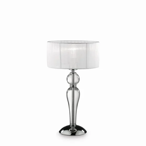 Настольная лампа DUCHESSA TL1 SMALL Ideal Lux белая на 1 лампу, основание прозрачное хром стекло металл в стиле современный 