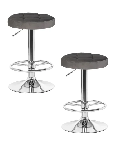 Табурет барный набор 2 шт. SET-2 5008-LM BRUNO, цвет сиденья серый велюр (MJ9-75), цвет основания хром Dobrin, /велюр, ножки/металл/хром, размеры - 610*830***360*360