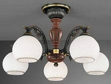 Люстра потолочная  PL 8630/5 Reccagni Angelo белая на 5 ламп, основание бронзовое коричневое в стиле кантри классика 