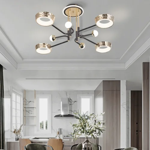 Люстра потолочная LED Ferrara-73210 273210/8 BK/GD Arte Milano белая на 1 лампу, основание золотое в стиле современный хай-тек фото 2
