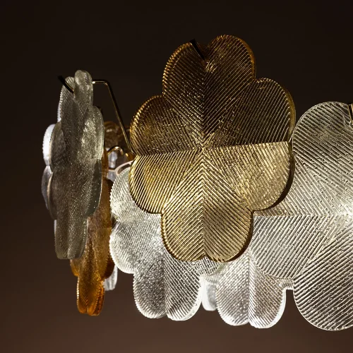 Люстра подвесная Mallika A4077SP-10GO Arte Lamp янтарная прозрачная на 10 ламп, основание золотое в стиле современный флористика  фото 3