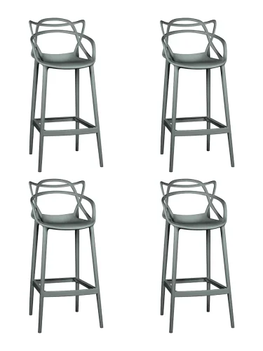 Стул барный набор 4 шт. SET-4 601CPP-LMZL MASTERS BAR, цвет сиденья тёмно-серый (GR-04) Dobrin, /полимер, ножки/пластик/серый, размеры - *1085***480*515