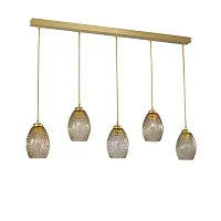 Светильник подвесной B 10033/5 Reccagni Angelo янтарный 5 ламп, основание матовое золото в стиле классический современный выдувное