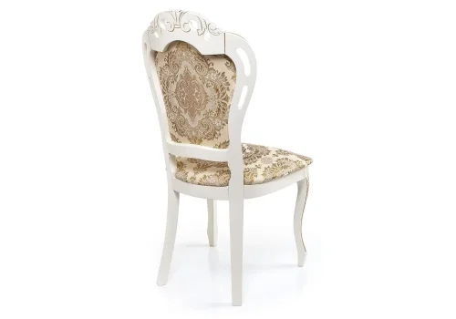 Деревянный стул Bronte молочный с патиной 438323 Woodville, бежевый/ткань, ножки/массив бука дерево/молочный, размеры - ****530*550 фото 4