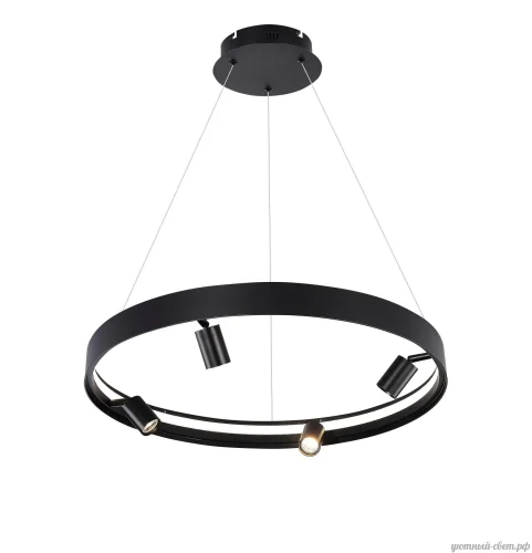 Светильник подвесной LED James MR2200-1PL MyFar чёрный 1 лампа, основание чёрное в стиле хай-тек современный кольца