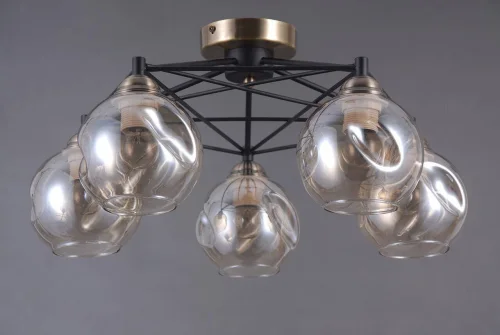 Люстра потолочная лофт Фурия (Furia) VL1882L05 Vele Luce янтарная на 5 ламп, основание чёрное в стиле лофт шар фото 2 Люстра потолочная лофт Фурия (Furia) VL1882L05 Vele Luce янтарная на 5 ламп, основание чёрное в стиле лофт шар фото 2
