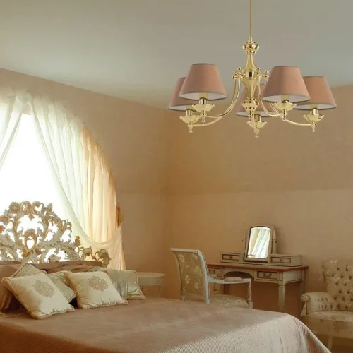 Люстра подвесная San Marino Abazur SAN-ZW-5(Z/A)SW Kutek коричневая на 5 ламп, основание золотое в стиле американский фото 3