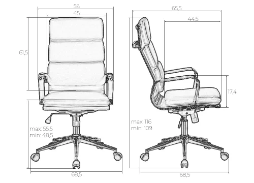 Офисное кресло для руководителей DOBRIN ARNOLD (коричневый) цвет сиденья коричневый, цвет основания хромированная сталь Dobrin, коричневый/экокожа, ножки/металл/, размеры - 1090*1160**** фото 10