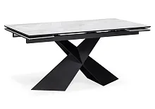 Стеклянный стол Хасселвуд 160(220)х90х77 белый мрамор / черный 586094 Woodville столешница белая из стекло
