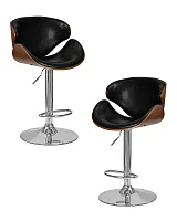 Стул барный набор 2 шт. SET-2 4905-LMZ KARTER, цвет сиденья черный, цвет каркаса сиденья коричневое дерево, цвет основания хром Dobrin, /экокожа, ножки/металл/хром, размеры - 920*1120***520* Стул барный набор 2 шт. SET-2 4905-LMZ KARTER, цвет сиденья черный, цвет каркаса сиденья коричневое дерево, цвет основания хром Dobrin, /экокожа, ножки/металл/хром, размеры - 920*1120***520*