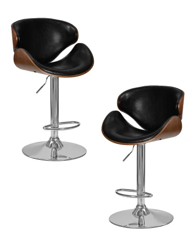 Стул барный набор 2 шт. SET-2 4905-LMZ KARTER, цвет сиденья черный, цвет каркаса сиденья коричневое дерево, цвет основания хром Dobrin, /экокожа, ножки/металл/хром, размеры - 920*1120***520* Стул барный набор 2 шт. SET-2 4905-LMZ KARTER, цвет сиденья черный, цвет каркаса сиденья коричневое дерево, цвет основания хром Dobrin, /экокожа, ножки/металл/хром, размеры - 920*1120***520*