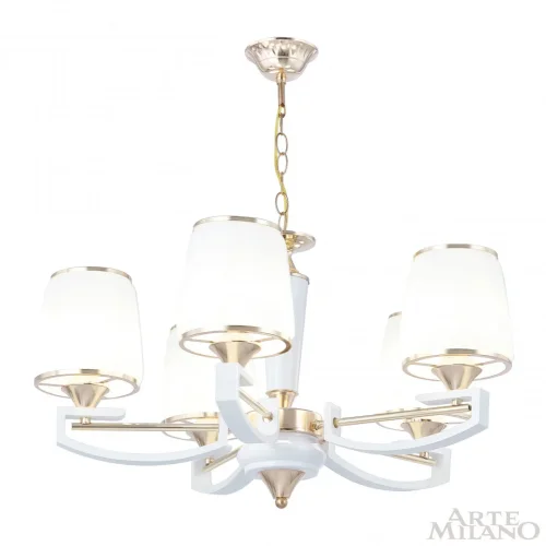 Люстра подвесная Florentia-2457 302457/5 Wh/Gd Arte Milano белая на 5 ламп, основание золотое в стиле современный арт-деко фото 4