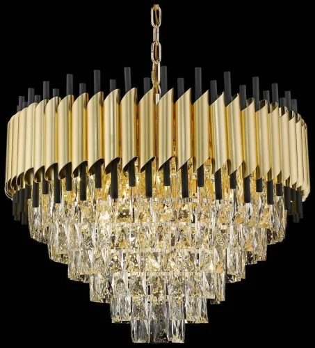 Люстра подвесная Cartuccia WE138.15.403 Wertmark чёрная прозрачная золотая на 15 ламп, основание золотое в стиле современный  фото 2