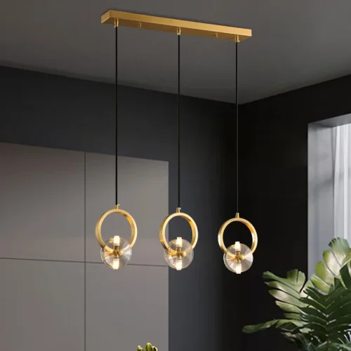 Светильник подвесной ADONICA MORE Планка 212261-23 ImperiumLoft прозрачный на 6 ламп, основание латунь в стиле современный фото 6