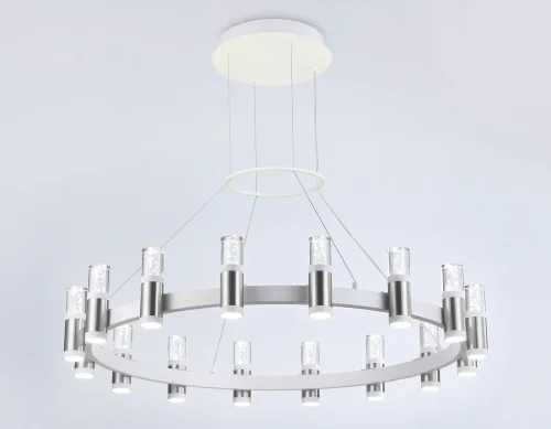 Люстра подвесная LED FL6208 Ambrella light белая на 1 лампа, основание белое в стиле хай-тек современный  фото 4