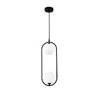 Светильник подвесной Ring MOD013PL-02B Maytoni белый на 2 лампы, основание чёрное в стиле современный шар