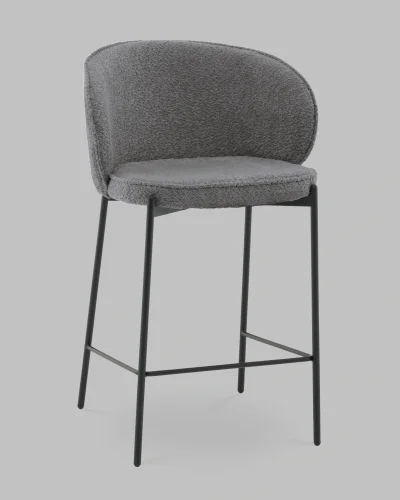 Стул полубарный Тисдейл букле темно-серый УТ000041696 Stool Group, серый/букле, ножки/металл/чёрный, размеры - *****