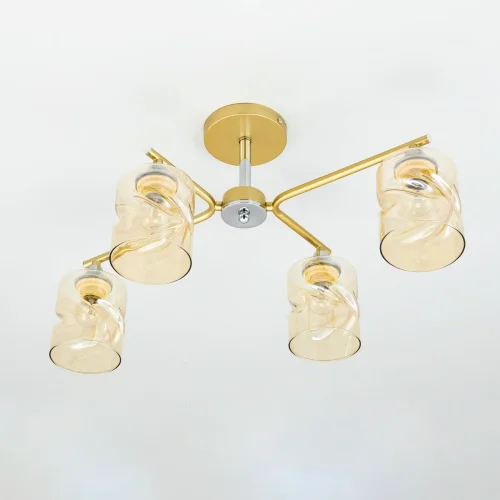 Люстра потолочная Клод CL137142 Citilux янтарная на 4 лампы, основание золотое в стиле современный  фото 4