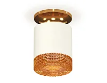 Светильник накладной XS7401123 Ambrella light белый коричневый 1 лампа, основание золотое в стиле модерн хай-тек круглый