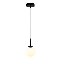 Светильник подвесной Volare A1563SP-1BK Arte Lamp белый 1 лампа, основание чёрное в стиле современный молекула шар
