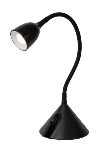 Настольная лампа офисная LED Milo 18673/03/30 Lucide чёрная 1 лампа, основание чёрное металл в стиле современный 