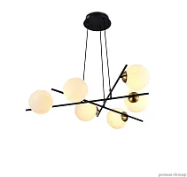 Люстра подвесная Ilana MR2160-6P MyFar белая на 6 ламп, основание чёрное в стиле современный шар