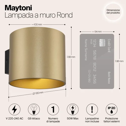 Бра Rond C066WL-01MG Maytoni матовый золото на 1 лампу, основание матовое золото в стиле современный фото 5