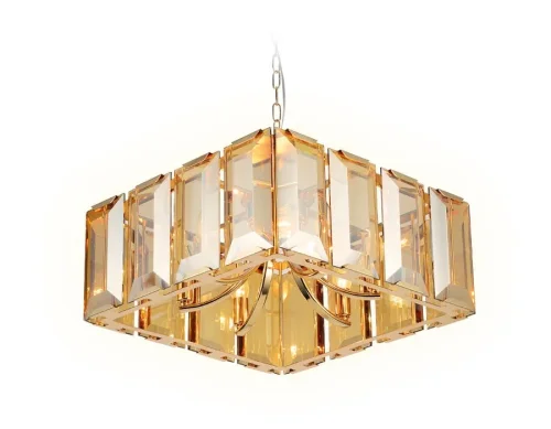 Люстра подвесная Traditional TR5149 Ambrella light янтарная на 6 ламп, основание золотое в стиле арт-деко  фото 2