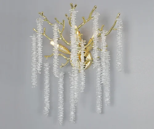 Бра Шанти 07871D,33 Kink Light прозрачный на 3 лампы, основание золотое в стиле флористика современный ветви