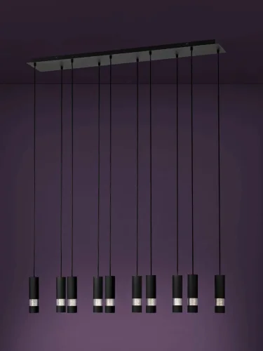 Светильник подвесной Bernabeta 39707 Eglo чёрный 10 ламп, основание чёрное в стиле современный каскад трубочки фото 2