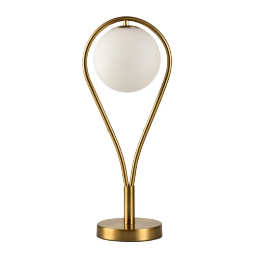 Настольная лампа Cleburne LSP-0612 Lussole белая 1 лампа, основание бронзовое металл в стиле современный 