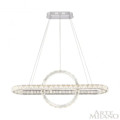 Люстра подвесная LED с пультом AM-Venezia 311311/L1000 NI Arte Milano прозрачная на 1 лампу, основание никель в стиле современный кольца с пультом фото 4