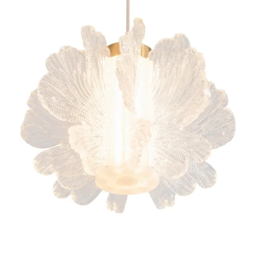 Светильник подвесной LED Flower FR5579PL-L40BS Freya прозрачный на 1 лампу, основание латунь в стиле современный каскад фото 4