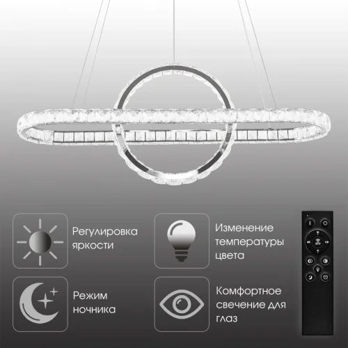 Люстра подвесная LED с пультом AM-Venezia 311311/L1000 NI Arte Milano прозрачная на 1 лампу, основание никель в стиле современный кольца с пультом фото 11