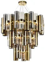 Люстра подвесная Franka WE162.54.303 Wertmark серая золотая прозрачная чёрная на 54 лампы, основание золотое в стиле арт-деко современный 