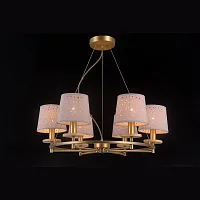 Люстра потолочная LISBON 81064-6C ANTIQUE BRASS Natali Kovaltseva белая на 6 ламп, основание античное бронза в стиле современный 