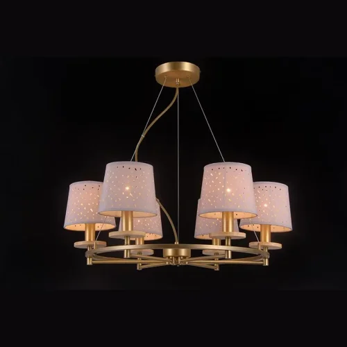 Люстра потолочная LISBON 81064-6C ANTIQUE BRASS Natali Kovaltseva белая на 6 ламп, основание античное бронза в стиле современный 