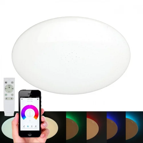 Светильник потолочный LED RGB с пультом Melofon OML-47337-48 Omnilux белый 1 лампа, основание белое в стиле современный хай-тек с пультом
