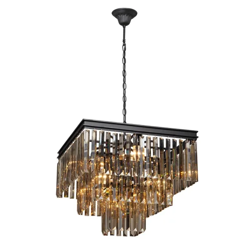 Люстра подвесная V5160-1/4+4+1 Vitaluce янтарная на 9 ламп, основание чёрное в стиле современный классический Люстра подвесная V5160-1/4+4+1 Vitaluce янтарная на 9 ламп, основание чёрное в стиле современный классический