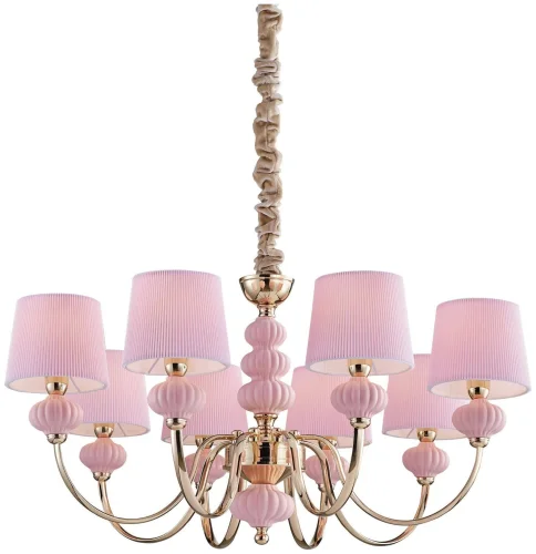 Люстра подвесная Villana WE378.08.373 Wertmark розовая на 8 ламп, основание розовое золотое в стиле классический 