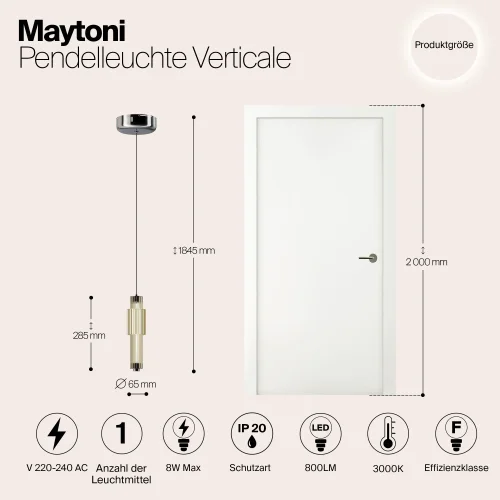 Светильник подвесной LED Verticale MOD308PL-L9CG3K Maytoni янтарный на 1 лампу, основание хром в стиле фото 10