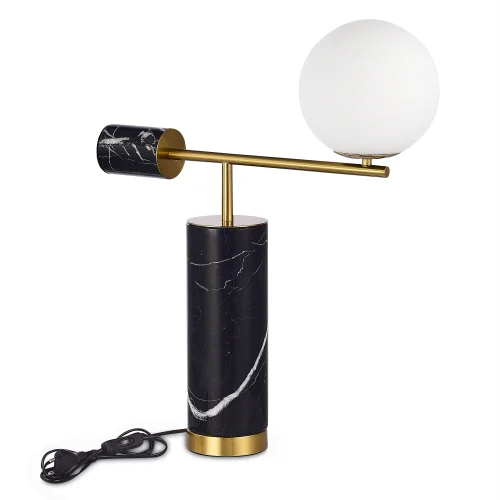 Настольная лампа Danese SL1008.404.01 ST-Luce белая 1 лампа, основание чёрное мрамор в стиле современный  фото 2