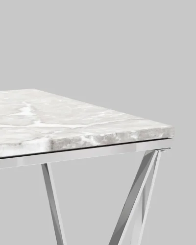 Журнальный столик Авалон 61*61, серый мрамор, сталь серебро УТ000036333 Stool Group столешница серая из искусственный мрамор фото 3