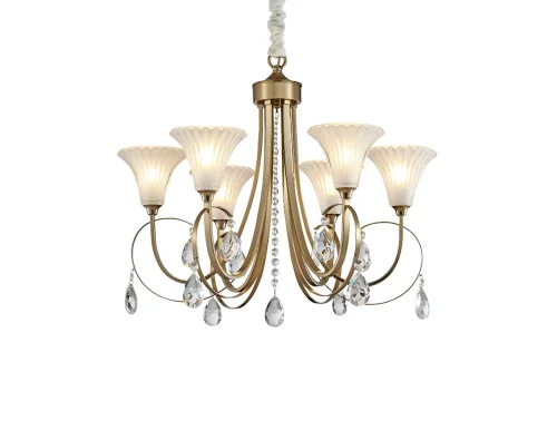 Люстра подвесная 4826/C Newport белая на 6 ламп, основание золотое в стиле современный  фото 2