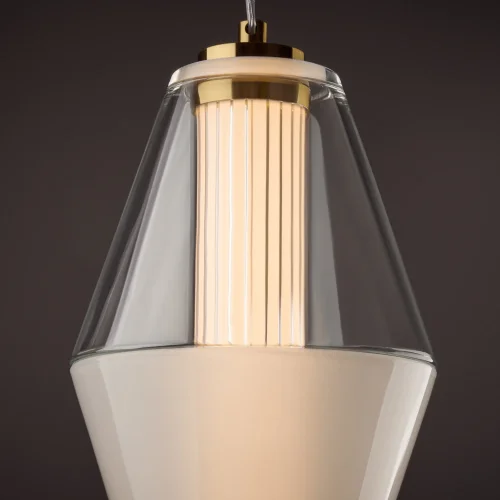 Светильник подвесной LED Plum FR6137PL-L6BT1 Freya белый прозрачный на 1 лампу, основание латунь в стиле современный арт-деко фото 6