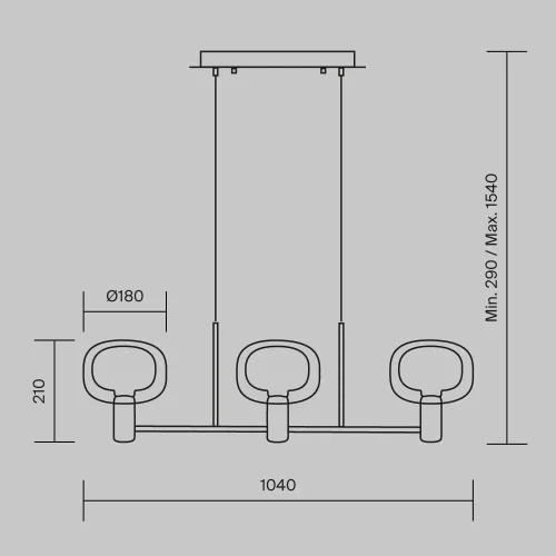 Светильник подвесной Vision MOD411PL-03G Maytoni прозрачный на 3 лампы, основание золотое в стиле современный фото 3
